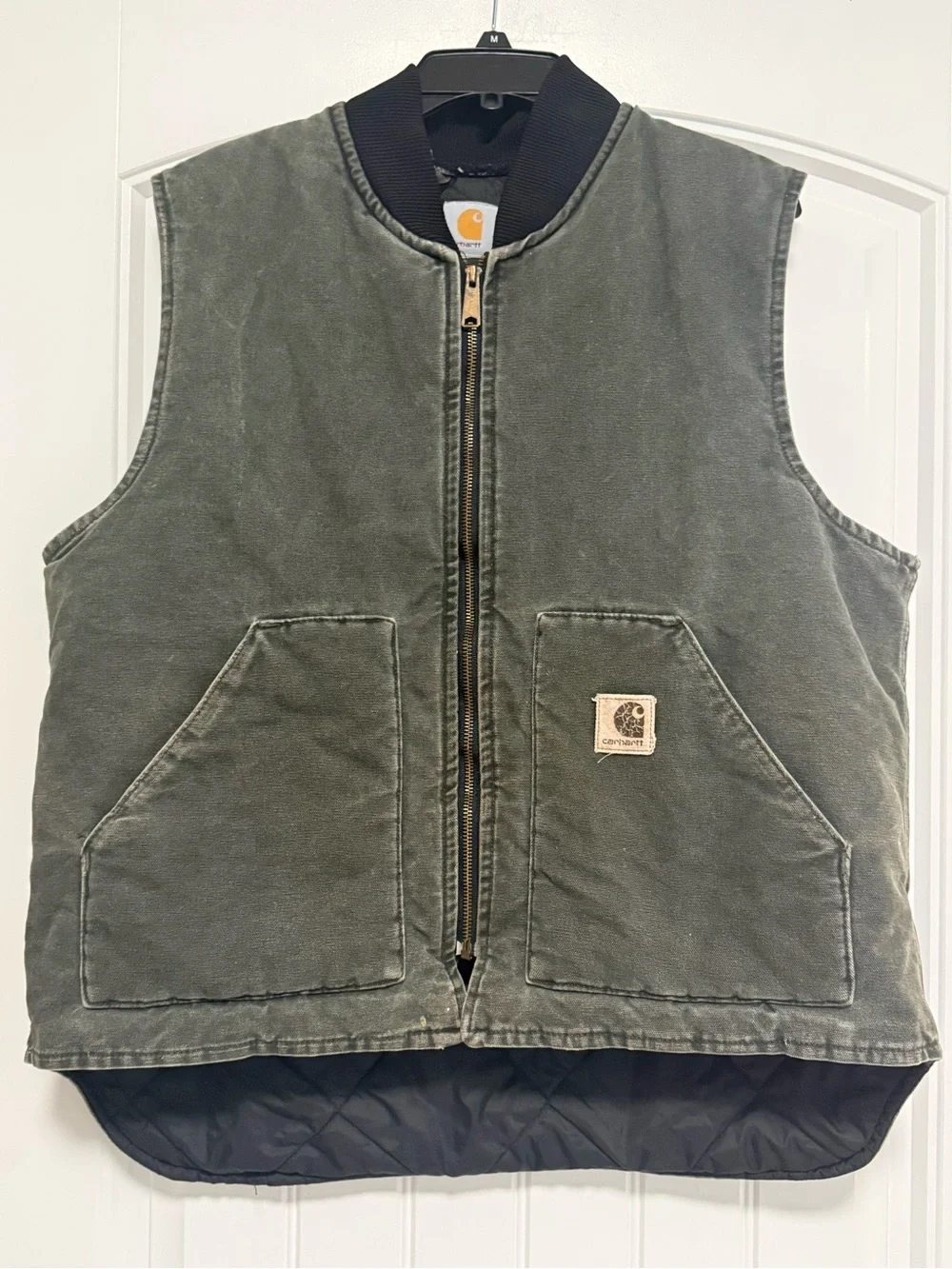 Vintage Carhartt Arctic Vest Quilt Lined V02 Faded Moss Green Vest